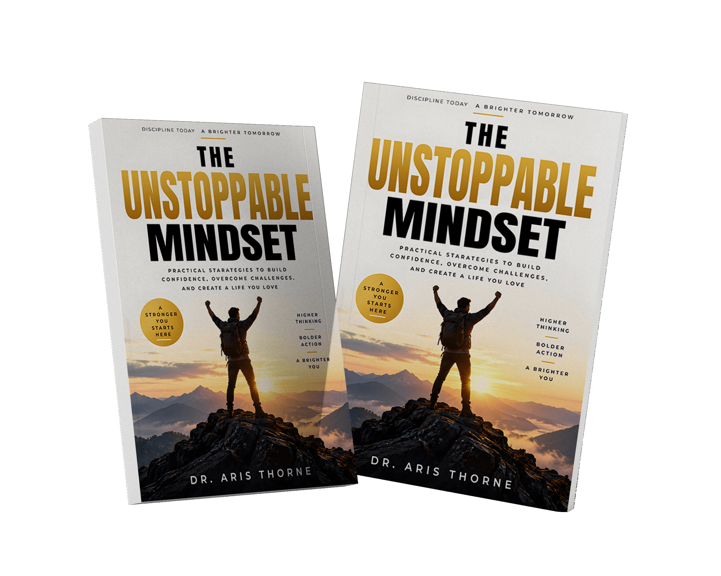 The Unstoppable Mindset print mockup showing the front and back of the book
